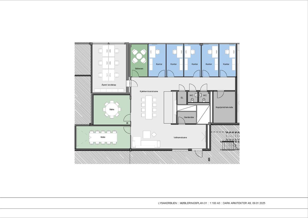 Fornebuveien - Eksisterende møblering plan 1 - Areal bak kantine.jpg